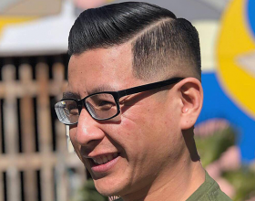 Skin Fade with hard part