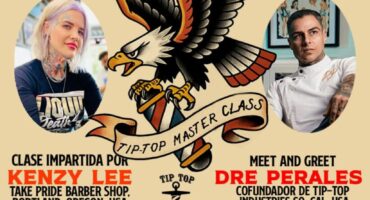 Flyer for TIP TOP International Master Barbering Class in Mexico City with Kenzy Lee and Dre Perales.
