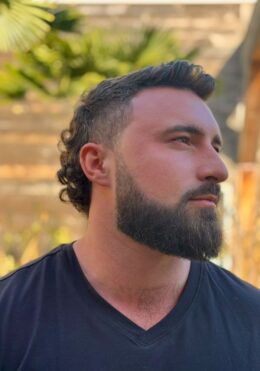 Full beard shaping and trim by Kenzy at Take Pride Barbershop in Portland.