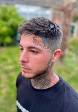 Fresh fade haircut styled by Kenzy at Take Pride Barbershop in Portland.